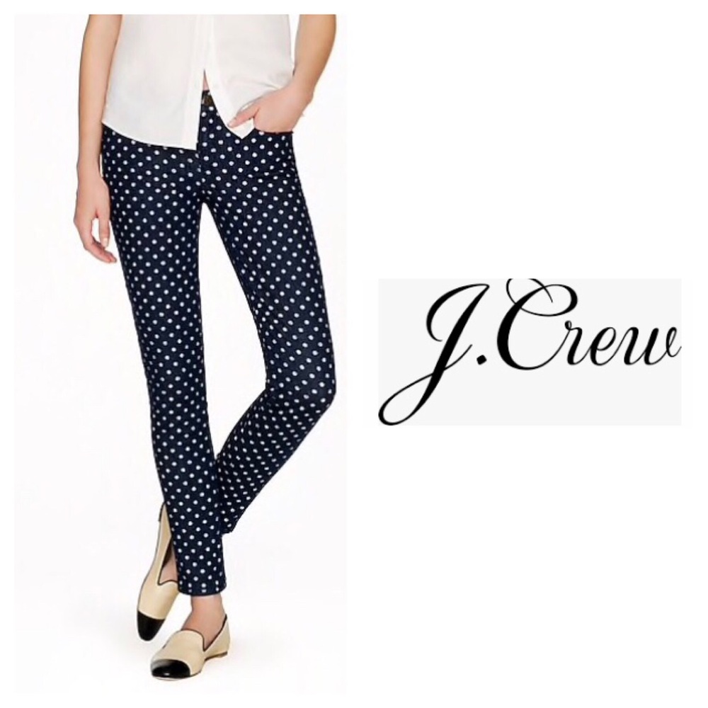 J. Crew Navy Polka Dot Ankle Crop Jeans